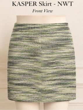 KASPER NWT Green Ivory Textured Pencil Skirt Classic Career Skirt
